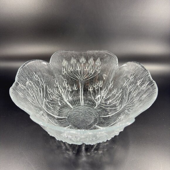 Lasisepät Mantsala Cow Parsley Glass Bowl Clear Textured Dish Pertti Kallioinen - Picture 14 of 16